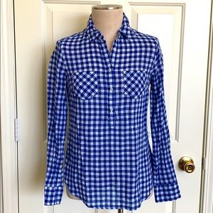 Blue and White Plaid Shirt